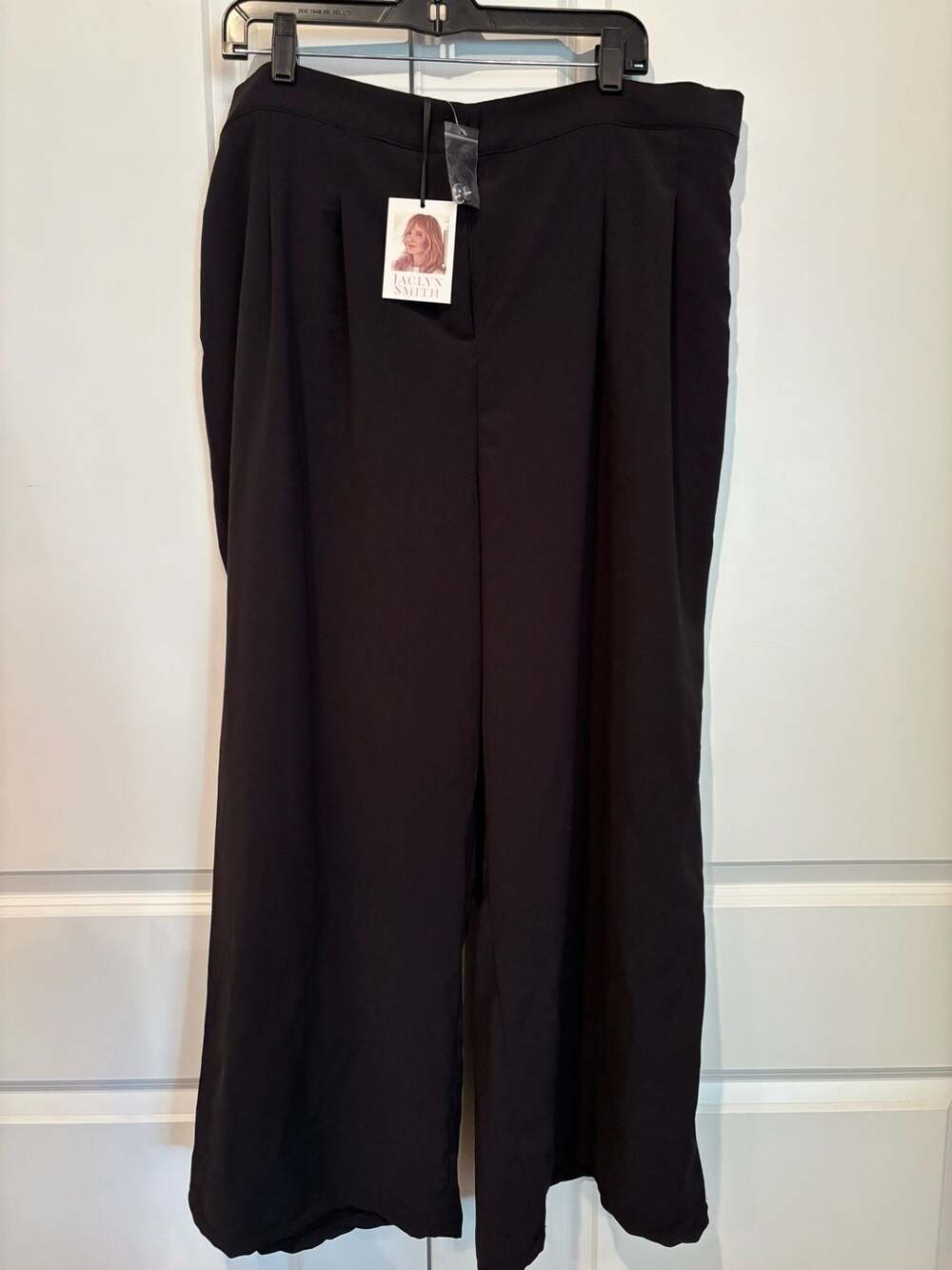 Jaclyn Smith Wide Leg Pants Size 2X Black Pleated Elastic Waist